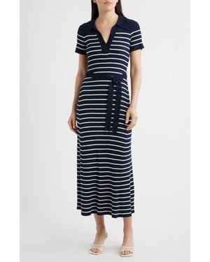 ZOE AND CLAIRE Stripe Ribbed Sweater Dress - Blue