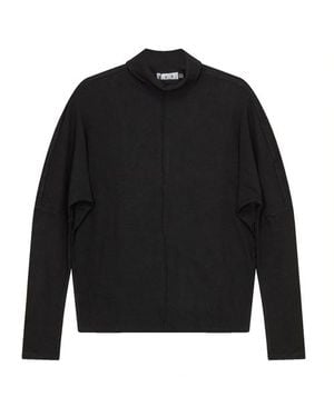 E.U.X. Exclusive Dolman Sleeve Turtleneck Thin Knit Sweater - Black