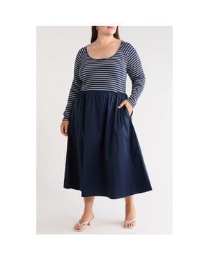Caslon Mixed Media Midi Dress - Blue