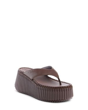 Chloé Nama Platform Wedge Sandal - Brown