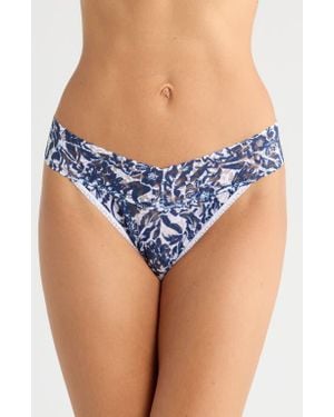 Hanky Panky Print Original Rise Thong - Blue