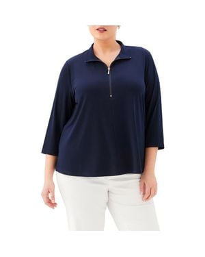 Karen Kane Half Zip Travel Jersey Top - Blue