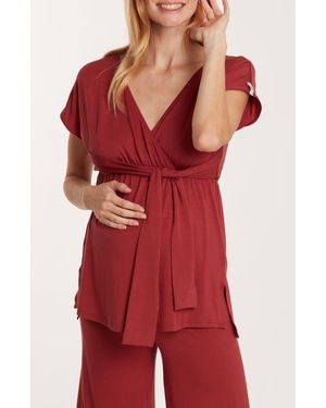 Cache Coeur Origin Maternity/Nursing Pajama Top - Red