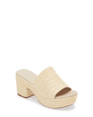 Chocolat Blu Raffia Platform Slide Sandal - Natural