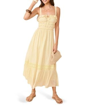 Friends Like These Broderie Anglais Ruffle Maxi Sundress - Natural