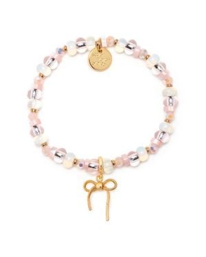 Little Words Project Bow Charm Beaded Stretch Bracelet - White