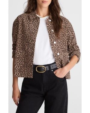 Madewell Leopard Print Denim Trapeze Jacket - Brown