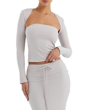 Mistress Rocks Crepe Jersey Top & Bolero Set - Gray