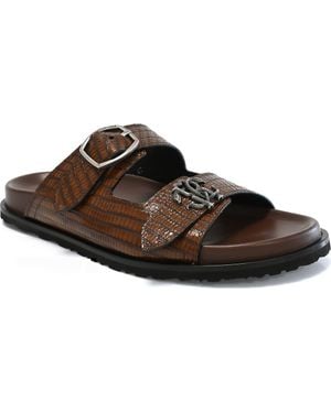 Roberto Cavalli Double Strap Slide Sandal - Brown