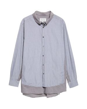 Maison Margiela Double Layer Cotton Button-Up Shirt - Blue