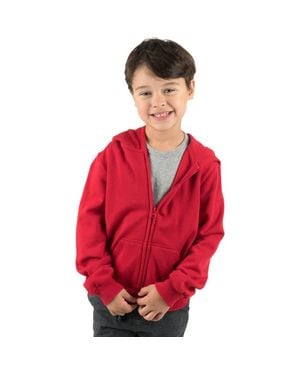 Leveret Kids Zip-Up Hoodie, 100% Cotton, Solid Colors - Red