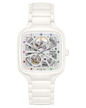 Rado True Square Automatic Open Heart Ceramic Bracelet Watch, 38Mm - White