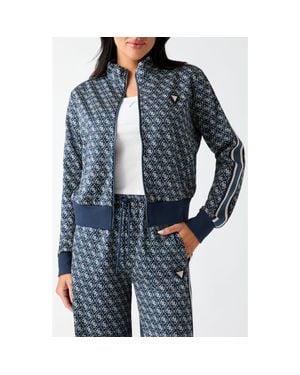 Guess 4G Jacquard Full Zip Track Jacket - Blue