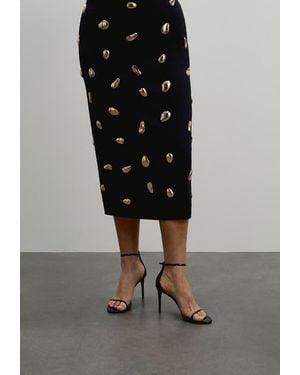 11 Honoré Embellished Column Midi Skirt - Black