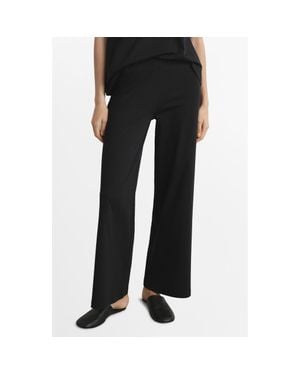 Mango Solid Cotton Pajama Pants - Black