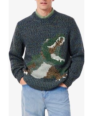 Lacoste Classic Fit Crocodile Intarsia Sweater - Gray