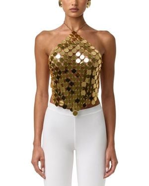 Naked Wardrobe Chain Link Mesh Sequin Top - Multicolor