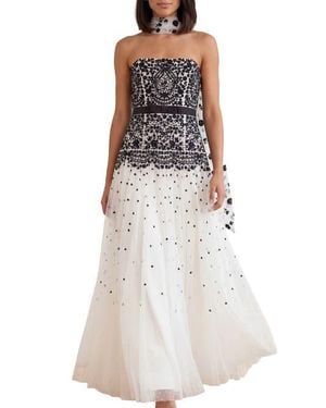 Needle & Thread Romantic Lace Strapless Ball Gown - White