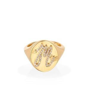 Adina Reyter Pavé Diamond Initial Signet Ring - White