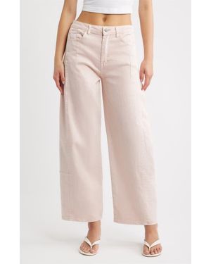 Tractr Wide Leg Crop Jeans - Pink