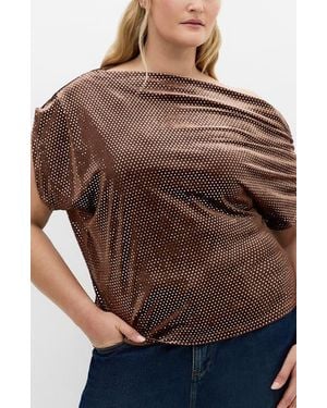 City Chic Shimmy One-Shoulder Top - Brown