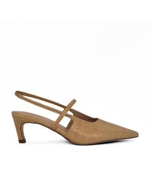Amie Rafa Connie Slingback Leather Heels - Brown