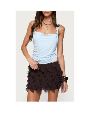 Edikted Liza Cowl Neck Tank - Blue