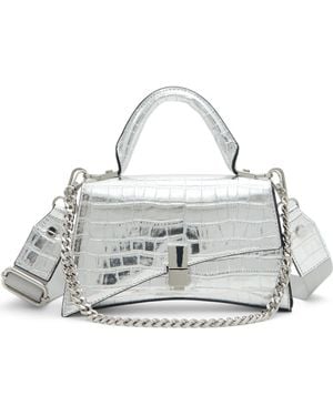 ALDO Croc Embossed Faux Leather Top Handle Bag - Gray
