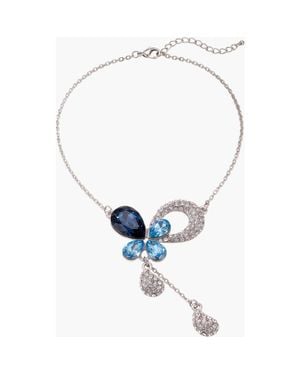 Modenaire Teardrop Crystal Pendant Necklace - Blue