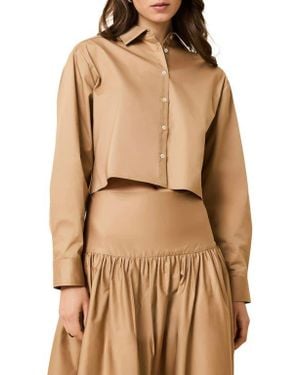 Solid & Striped The Cropped Avril Button-Up Shirt - Brown