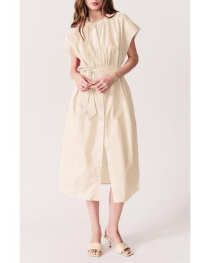 DELUC Cancela Cap Sleeve Cotton Poplin Shirtdress - Natural