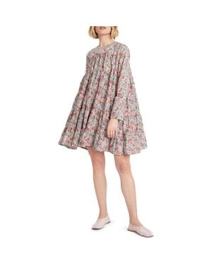 Merlette X Liberty London Soliman Floral Print Long Sleeve Tiered Dress - Pink