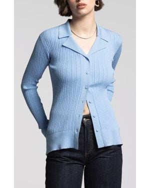 WEEKEND LOS ANGELES Allison Rib Button-Up Top - Blue