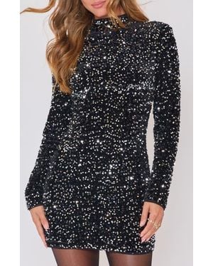 Vici Collection Cheers Sequin Long Sleeve Minidress - Black