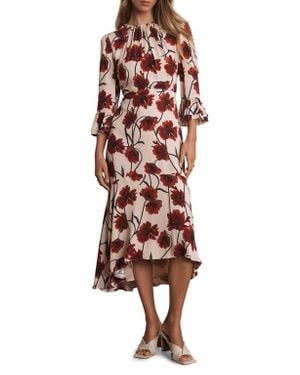 Mint Velvet Floral Print Midi Dress - Gray