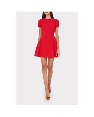 MILLY Samara Bouclé Fit & Flare Minidress - Red