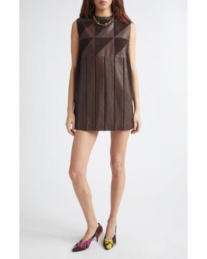 Versace Leather Patchwork Minidress - Brown