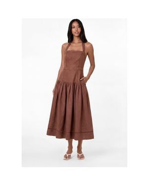 Nicholas Vivianne Linen Dress - Brown