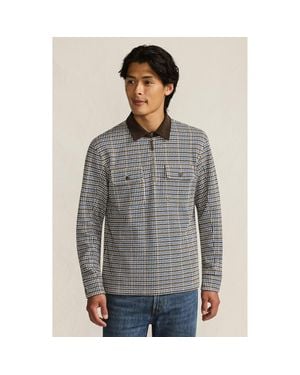 Lands' End Long Sleeve Corduroy Collar Bedford Rib Quarter Zip - Gray