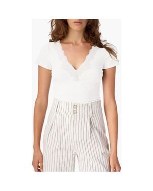 Cami NYC Sana Lace Trim Rib T-Shirt - White