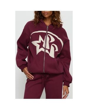 Princess Polly Stargirl Front Zip Hoodie - Red