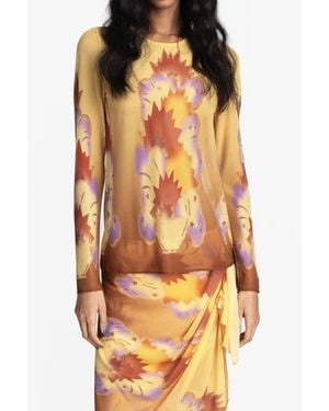 Anna Sui Sunburst Mesh Top - Orange