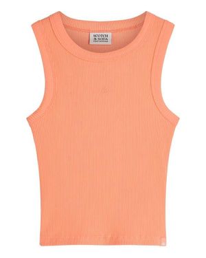 Scotch & Soda Kids' Slim Cotton Rib Tank - Orange