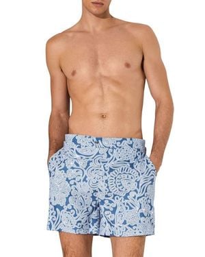 Reiss Fallow Floral Side Adjuster Swim Trunks - Blue