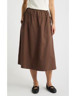Damson Madder Caspia Organic Cotton Midi Skirt - Brown