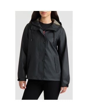 HUNTER Dina Cropped Rubberized Rain Jacket - Black