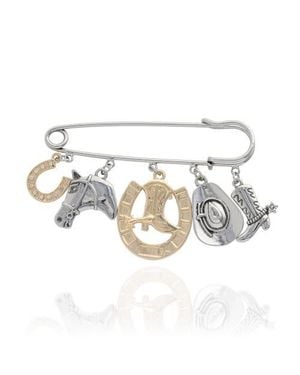 Jessica Simpson Mixed Metal Rodeo Charm Safety Pin Brooch - Metallic