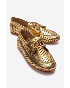 Forever & Always Shoes Stevo Leather Lace Up Loafer - Metallic