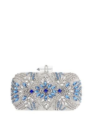 Nina Gelsey Crystal Embellished Minaudière - Blue