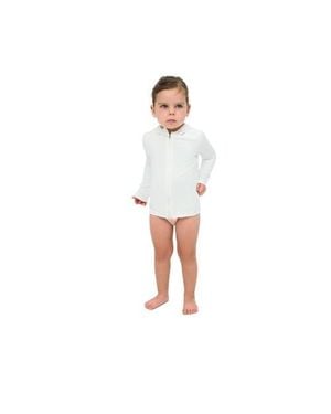 BloqUV Toddler's Long Sleeve Full Zip Hoodie Top With Sun And Uv Protection - White
